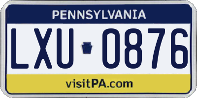 PA license plate LXU0876
