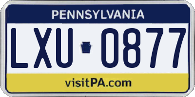 PA license plate LXU0877