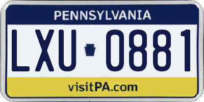 PA license plate LXU0881