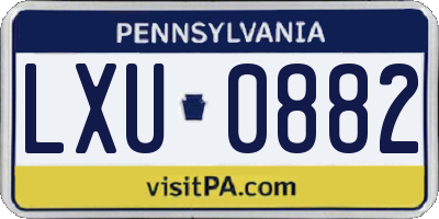 PA license plate LXU0882