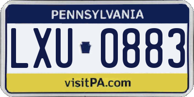 PA license plate LXU0883