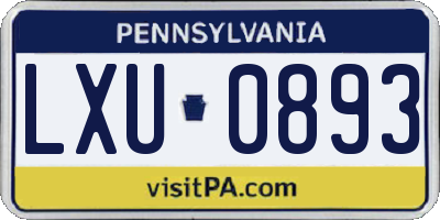PA license plate LXU0893
