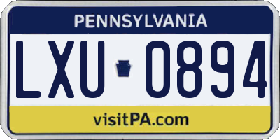 PA license plate LXU0894