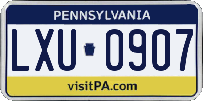 PA license plate LXU0907