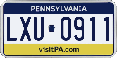 PA license plate LXU0911