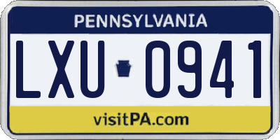 PA license plate LXU0941