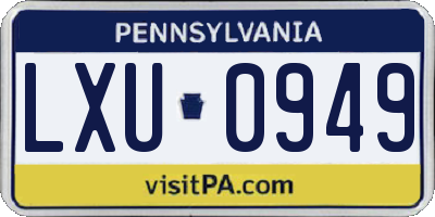 PA license plate LXU0949