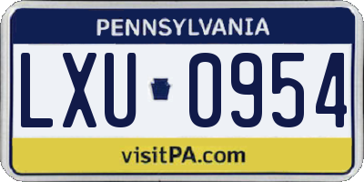 PA license plate LXU0954