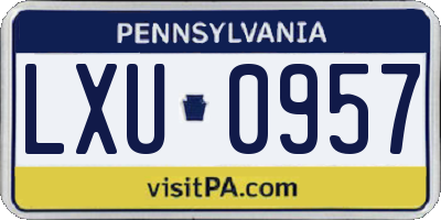 PA license plate LXU0957