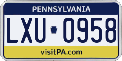 PA license plate LXU0958