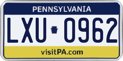 PA license plate LXU0962