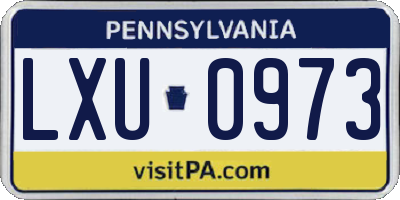 PA license plate LXU0973