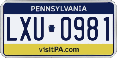 PA license plate LXU0981