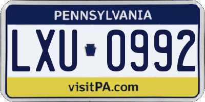 PA license plate LXU0992