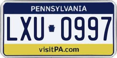 PA license plate LXU0997