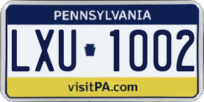 PA license plate LXU1002