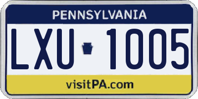 PA license plate LXU1005