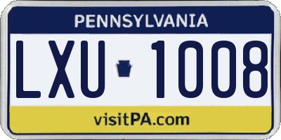 PA license plate LXU1008