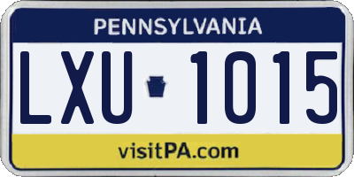 PA license plate LXU1015