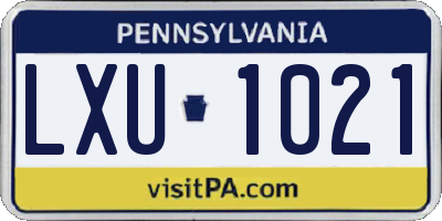 PA license plate LXU1021