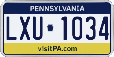 PA license plate LXU1034