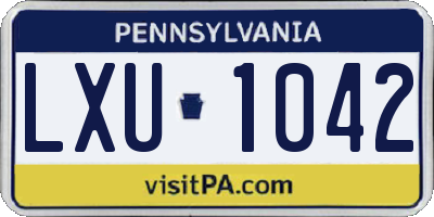 PA license plate LXU1042