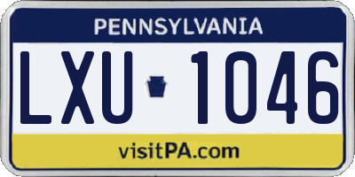 PA license plate LXU1046
