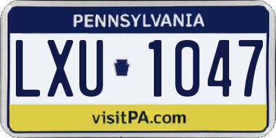 PA license plate LXU1047