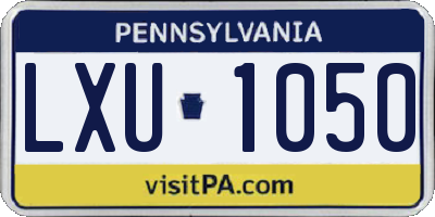 PA license plate LXU1050