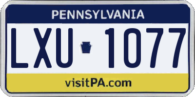 PA license plate LXU1077