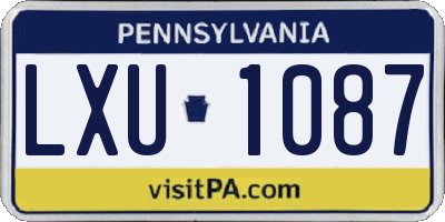 PA license plate LXU1087