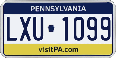PA license plate LXU1099