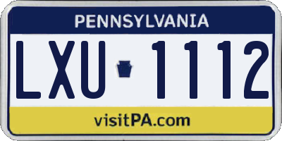 PA license plate LXU1112