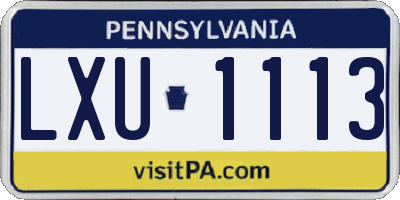 PA license plate LXU1113