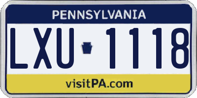 PA license plate LXU1118