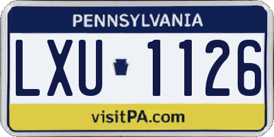 PA license plate LXU1126