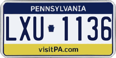 PA license plate LXU1136