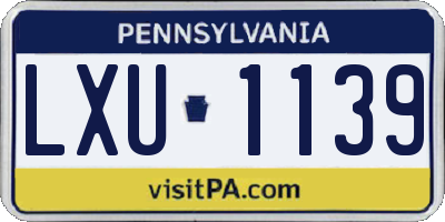 PA license plate LXU1139