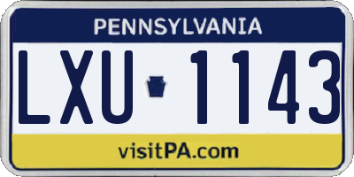 PA license plate LXU1143