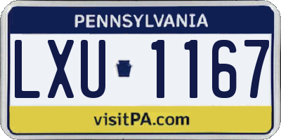 PA license plate LXU1167