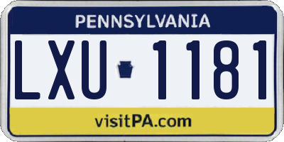 PA license plate LXU1181