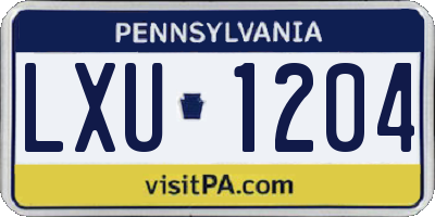 PA license plate LXU1204