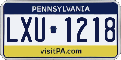 PA license plate LXU1218