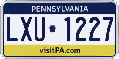 PA license plate LXU1227