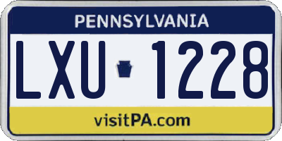 PA license plate LXU1228