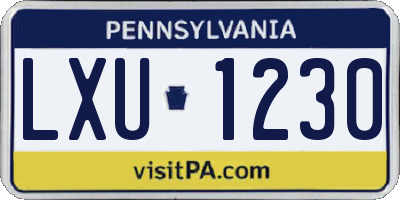 PA license plate LXU1230