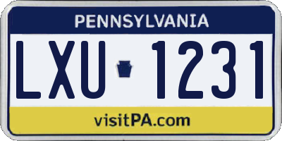 PA license plate LXU1231