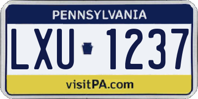 PA license plate LXU1237