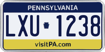 PA license plate LXU1238