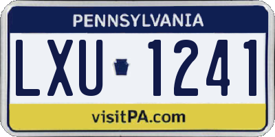 PA license plate LXU1241